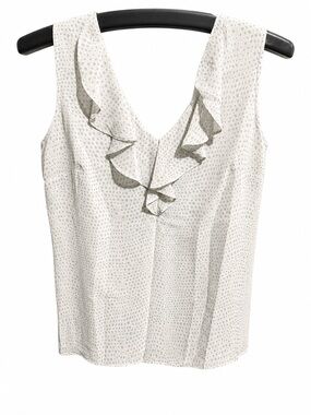 Banana Republic Sleeveless Ruffle V-Neck Women's Top in Off-White